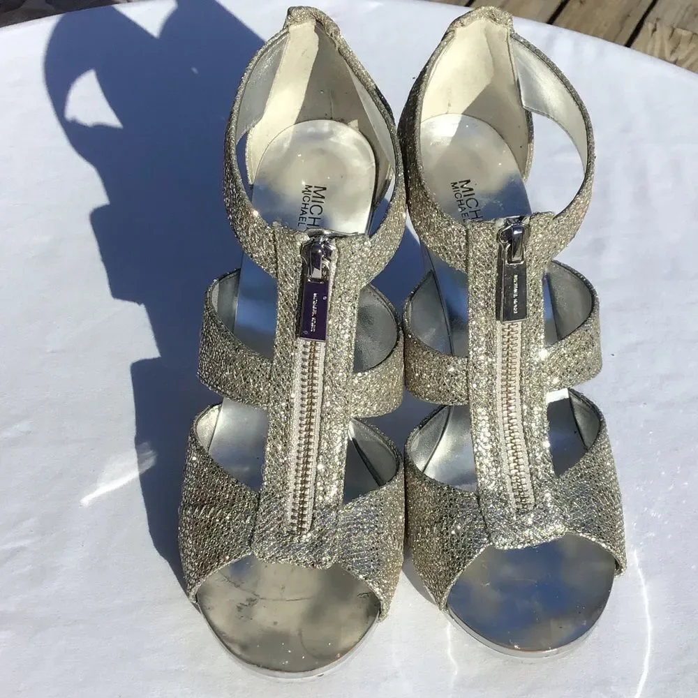 MICHAEL Michael Kors Berkley T-Strap Sandals Silver